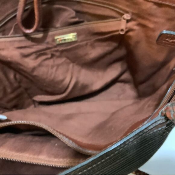 Talbots Leather Woven bucket Bag top open - Picture 8 of 14